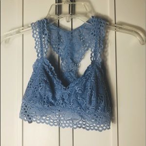 Aerie Crop Lace Floral Bralette: Blue NWOT